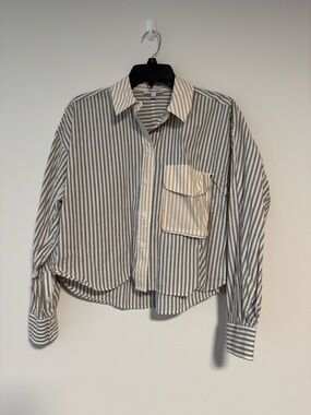 Madewell Striped Button-Down Cropped Shirt